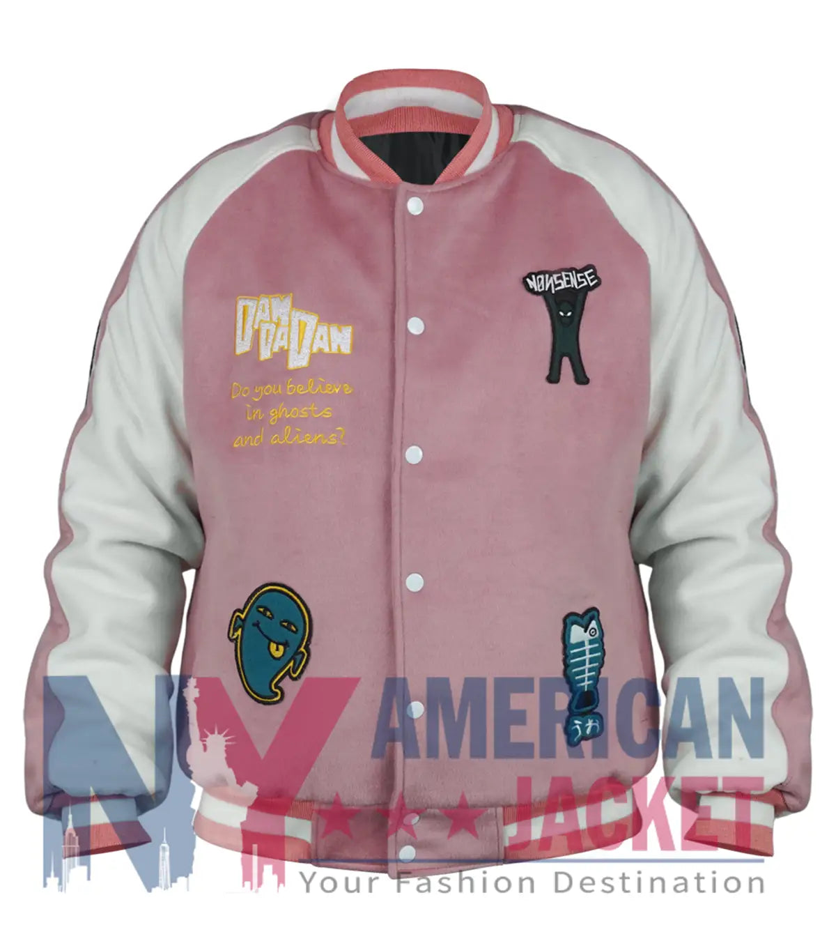 Dandadan 2025 Momo Ayase Pink Varsity Jacket  - Recreated