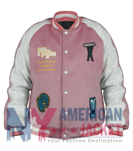 Dandadan 2025 Momo Ayase Pink Varsity Jacket  - Recreated