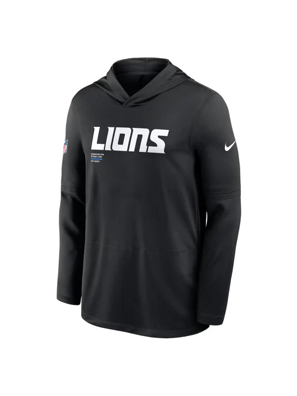 Detroit Lions Sideline Performance Long Sleeve Hoodie T-Shirt