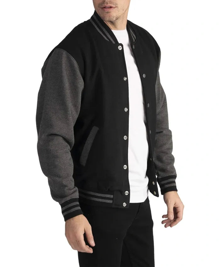 Douglas Men Black Wool Baseball Jacket  - Recreated