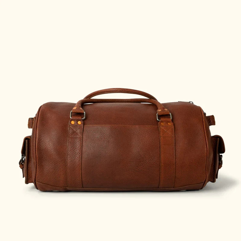 Duffle Style Brown Leather Travel Bag