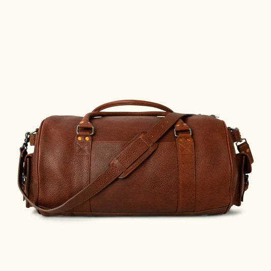 Duffle Style Brown Leather Travel Bag