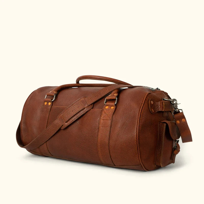 Duffle Style Brown Leather Travel Bag