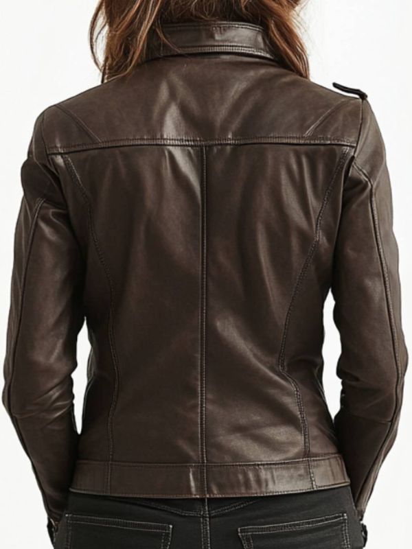 Elsie Leather Brown Jacket - Women Leather Jacket Brown