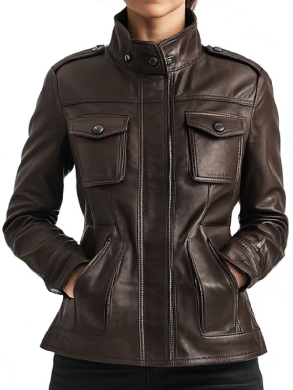 Evelyn Leather Brown Jacket - Women Leather Jacket Brown