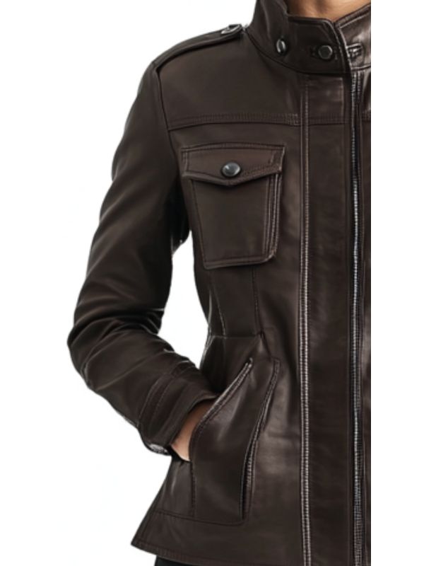 Evelyn Leather Brown Jacket - Women Leather Jacket Brown