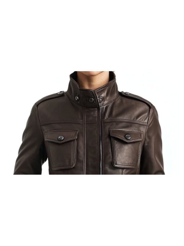 Evelyn Leather Brown Jacket - Women Leather Jacket Brown