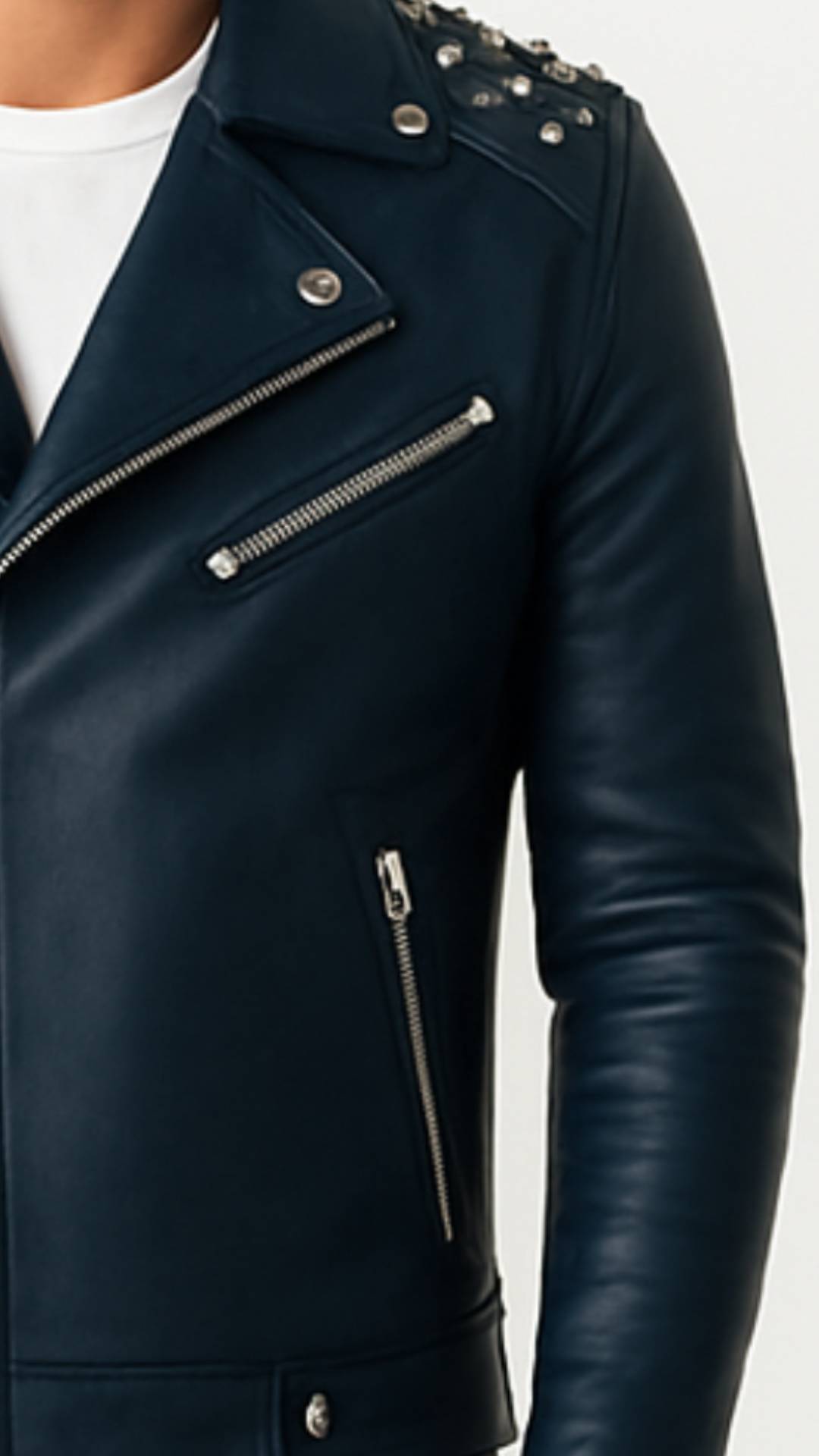 Aiden Blue Leather Jacket - Men Leather Jacket Blue