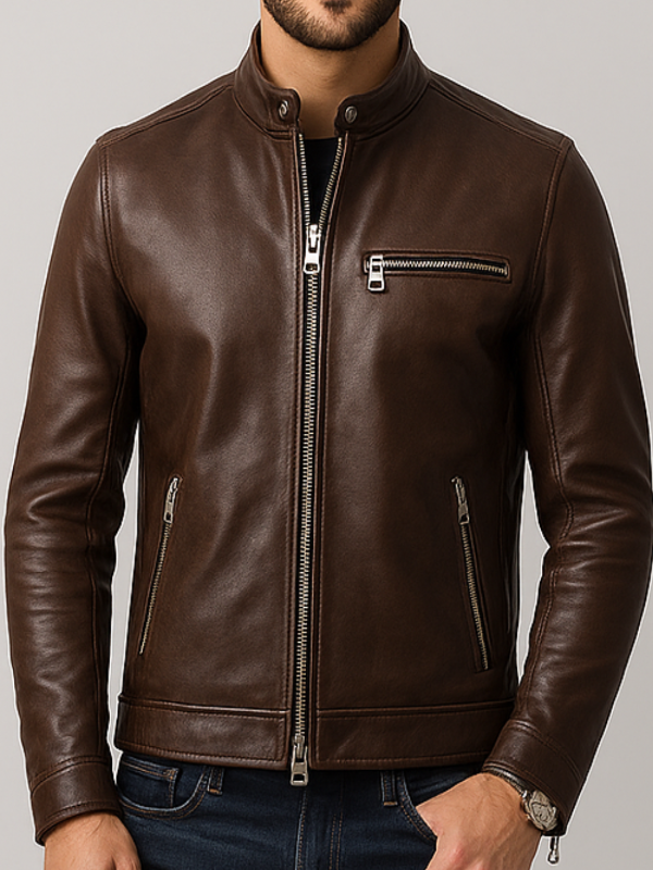 William Leather Brown Jacket - Men Leather Jacket Brown