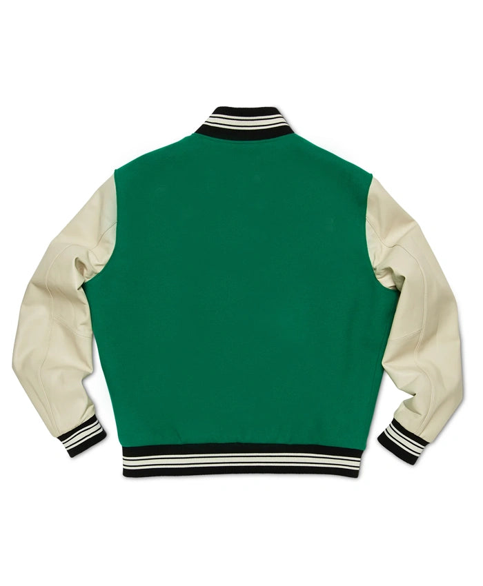 Green And White Varsity Bomber Jacket  - Recreated