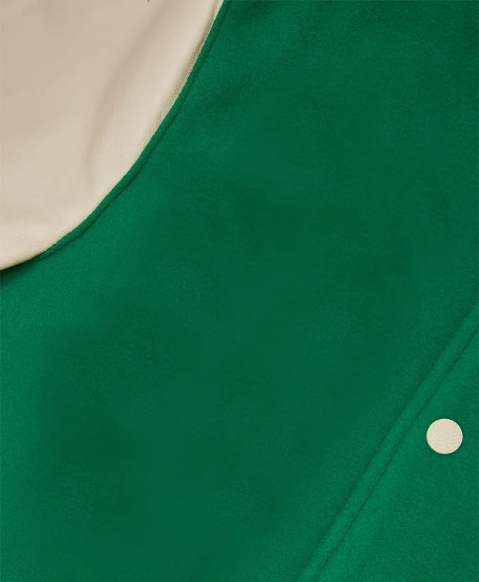 Green And White Varsity Bomber Jacket  - Recreated