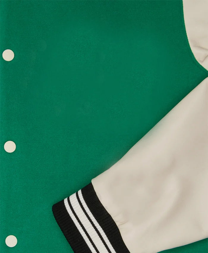 Green And White Varsity Bomber Jacket  - Recreated