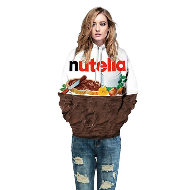 Women/Men 3d Hoodie Print Nutella Food Hip Hop Casual Style Tops 2021 New Fashion Pullovers Sweatshirts Hoodies