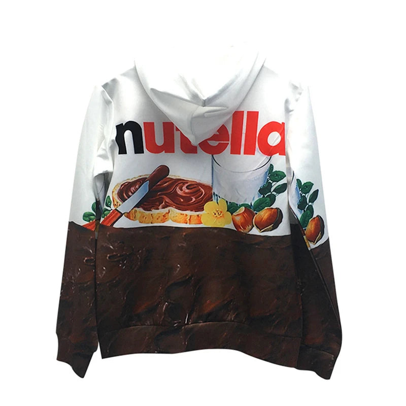 Women/Men 3d Hoodie Print Nutella Food Hip Hop Casual Style Tops 2021 New Fashion Pullovers Sweatshirts Hoodies