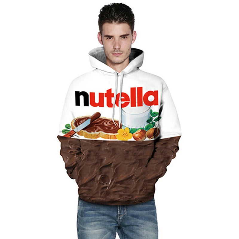 Women/Men 3d Hoodie Print Nutella Food Hip Hop Casual Style Tops 2021 New Fashion Pullovers Sweatshirts Hoodies
