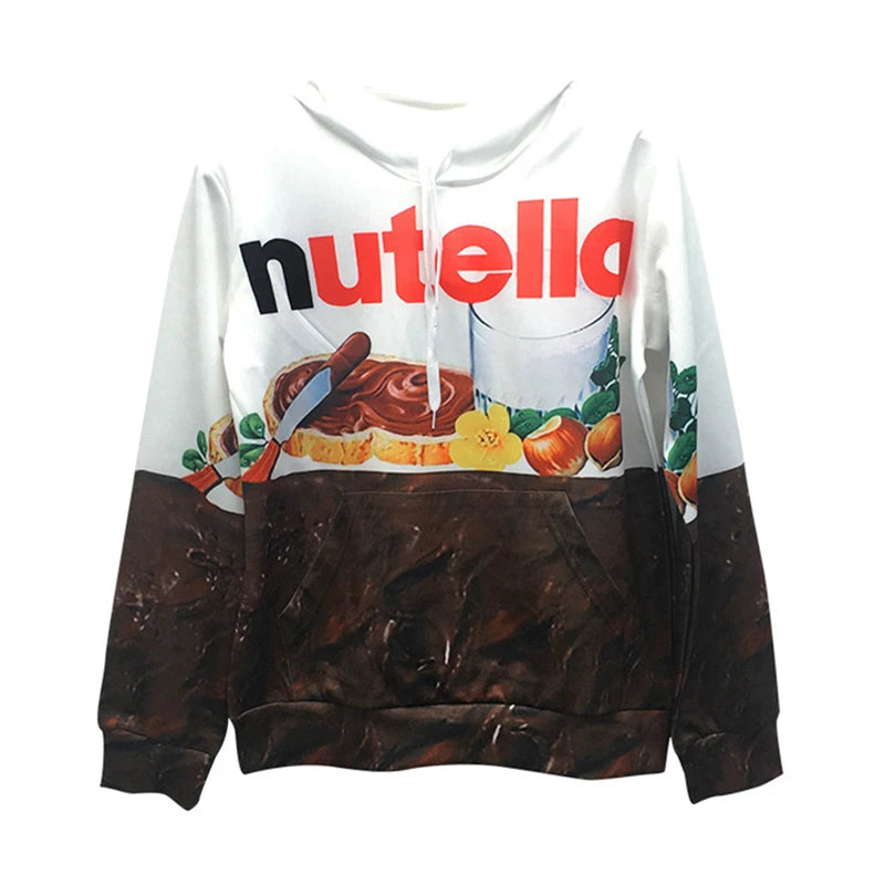 Women/Men 3d Hoodie Print Nutella Food Hip Hop Casual Style Tops 2021 New Fashion Pullovers Sweatshirts Hoodies