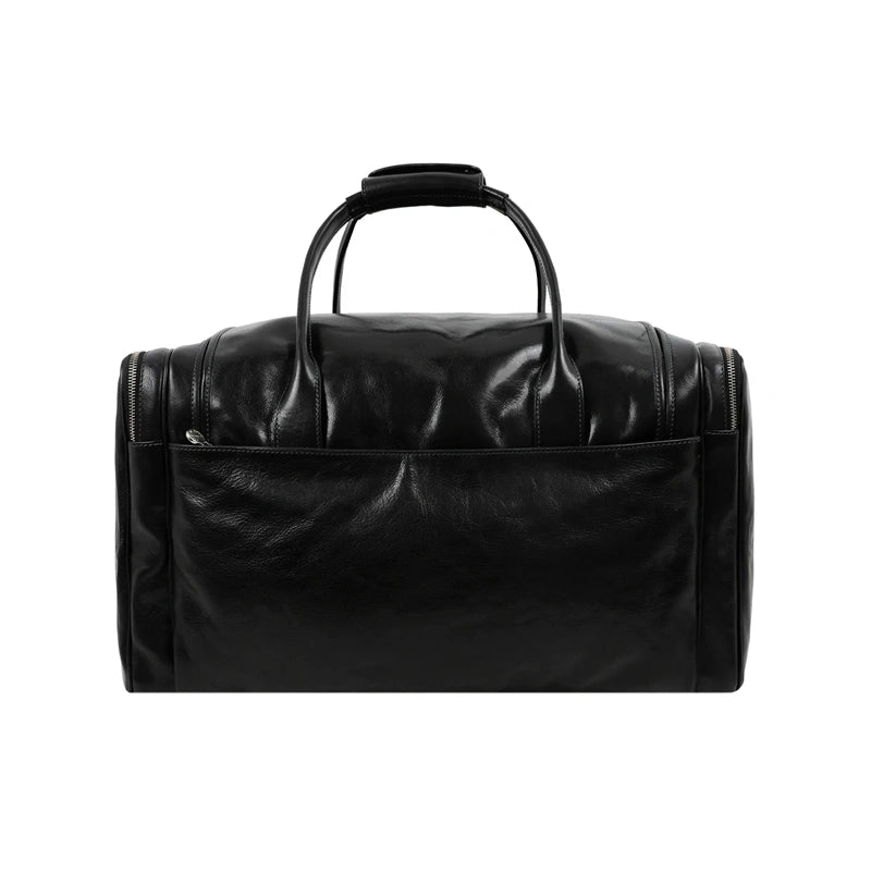 Handmade Black Large Duffle Bag For Mens