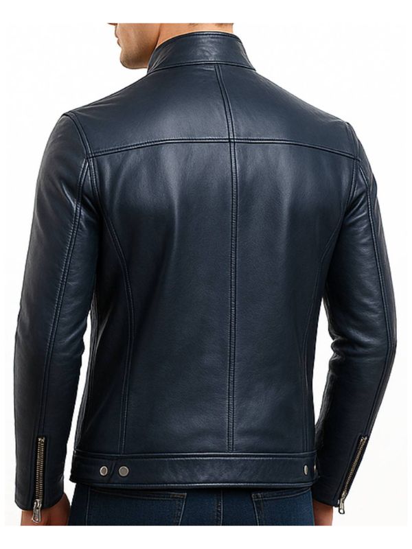 Harrison Blue Leather Jacket - Men Leather Jacket Blue