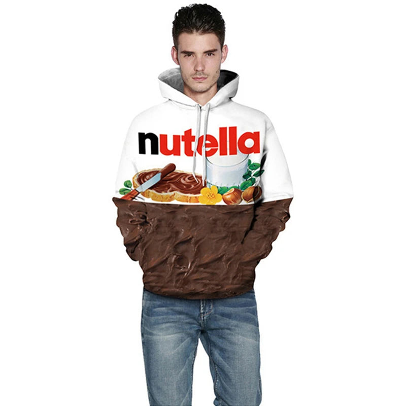 Women/Men 3d Hoodie Print Nutella Food Hip Hop Casual Style Tops 2021 New Fashion Pullovers Sweatshirts Hoodies