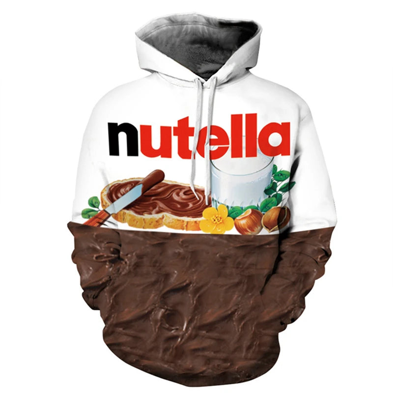 Women/Men 3d Hoodie Print Nutella Food Hip Hop Casual Style Tops 2021 New Fashion Pullovers Sweatshirts Hoodies