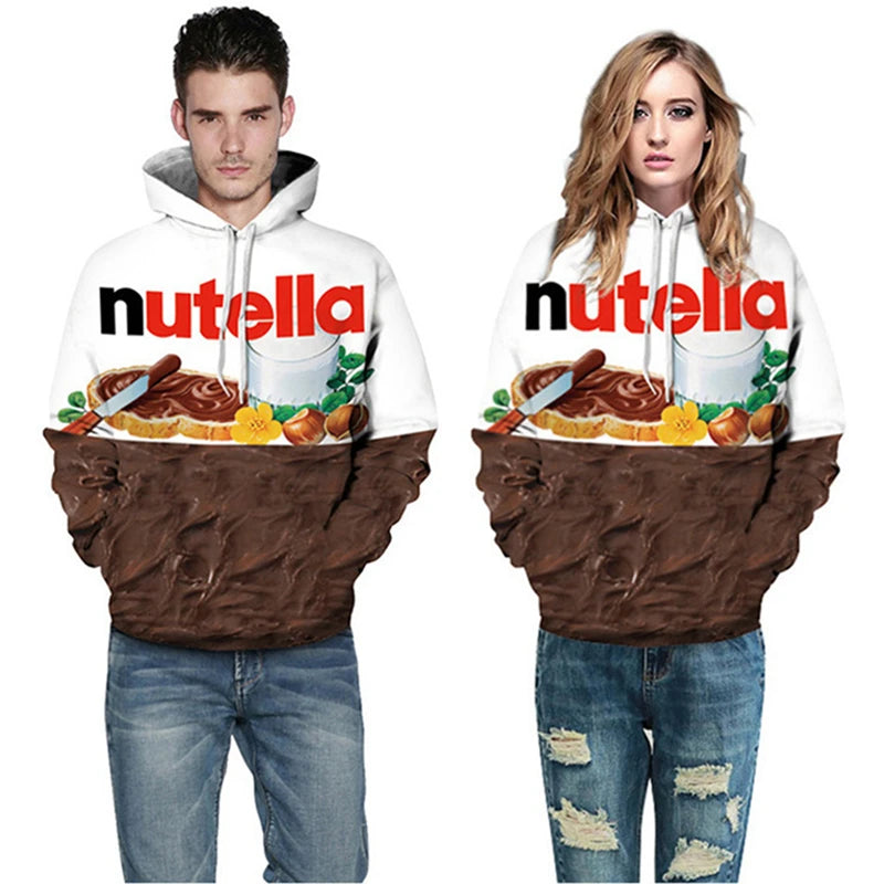 Women/Men 3d Hoodie Print Nutella Food Hip Hop Casual Style Tops 2021 New Fashion Pullovers Sweatshirts Hoodies
