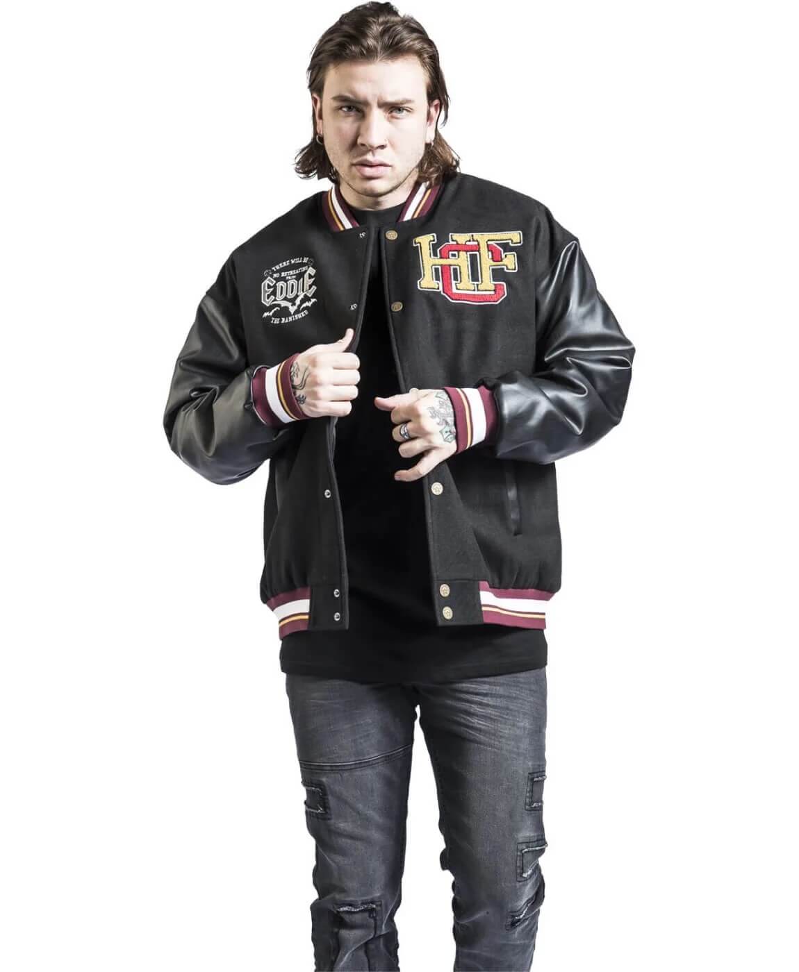 Hellfire Club Black Wool Varsity Jacket