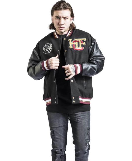 Hellfire Club Black Wool Varsity Jacket
