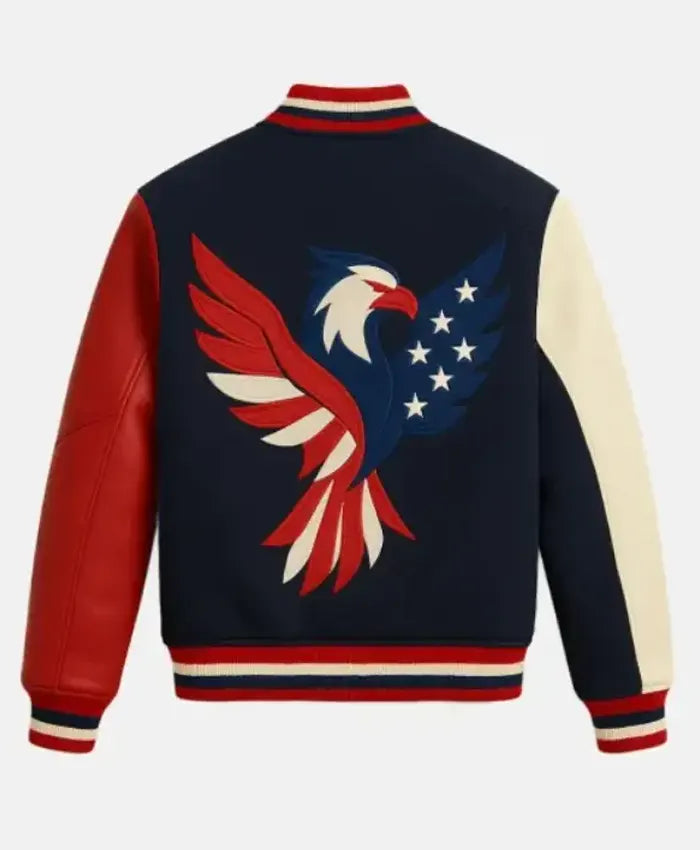 USA Independence Day Eagle Varsity Jacket  - Recreated