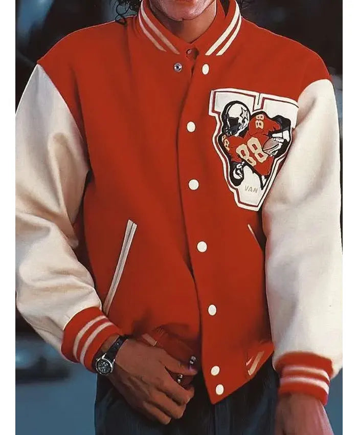 Jaafar Jackson Michael Red Varsity Jacket  - Recreated