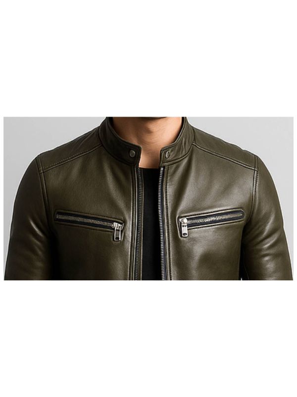 James Leather Green Jacket - Men Leather Jacket Green