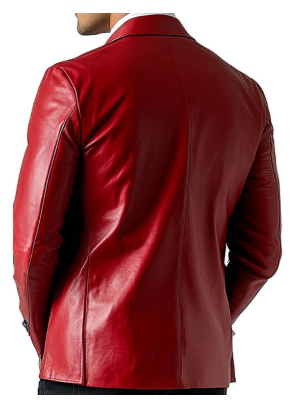Jude Red Leather Blazer - Leather Blazer for Men Red