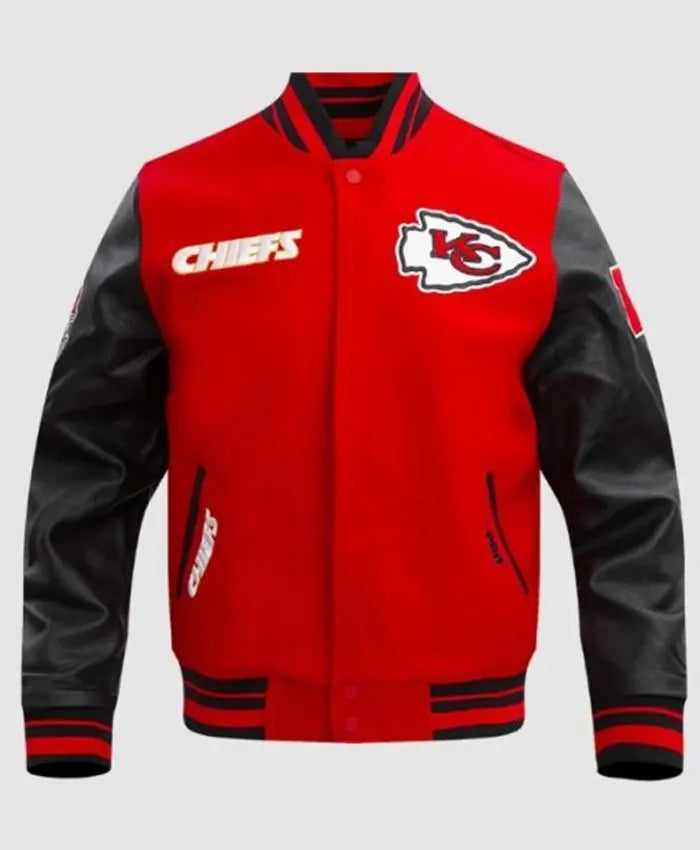 KC Chiefs Retro Classic Red And Black Varsity Jacket  - Recreated