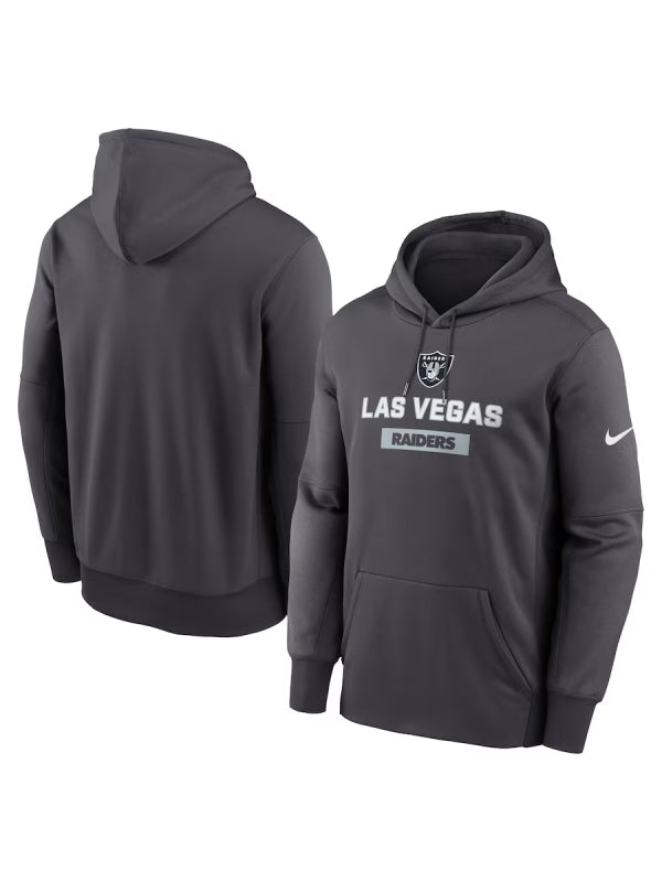 Las Vegas Raiders Nike Anthracite Toss Sweep Performance Hoodie