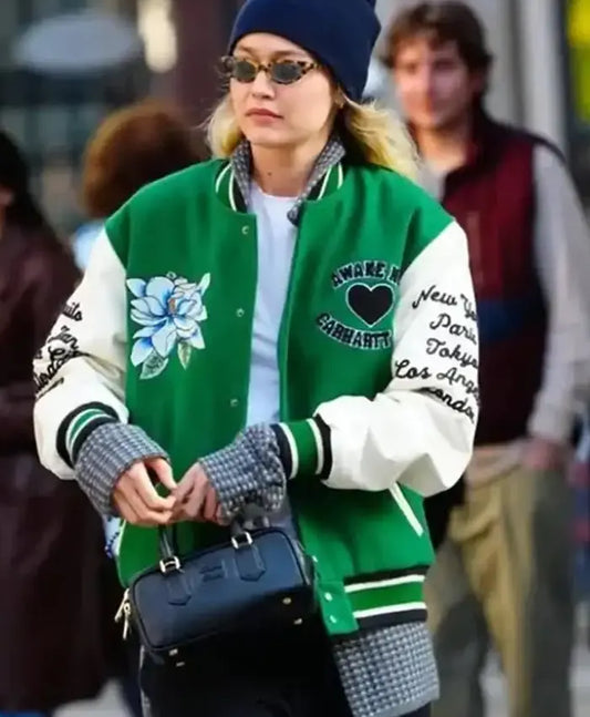 Gigi Hadid Letterman Varsity Jacket  - Recreated