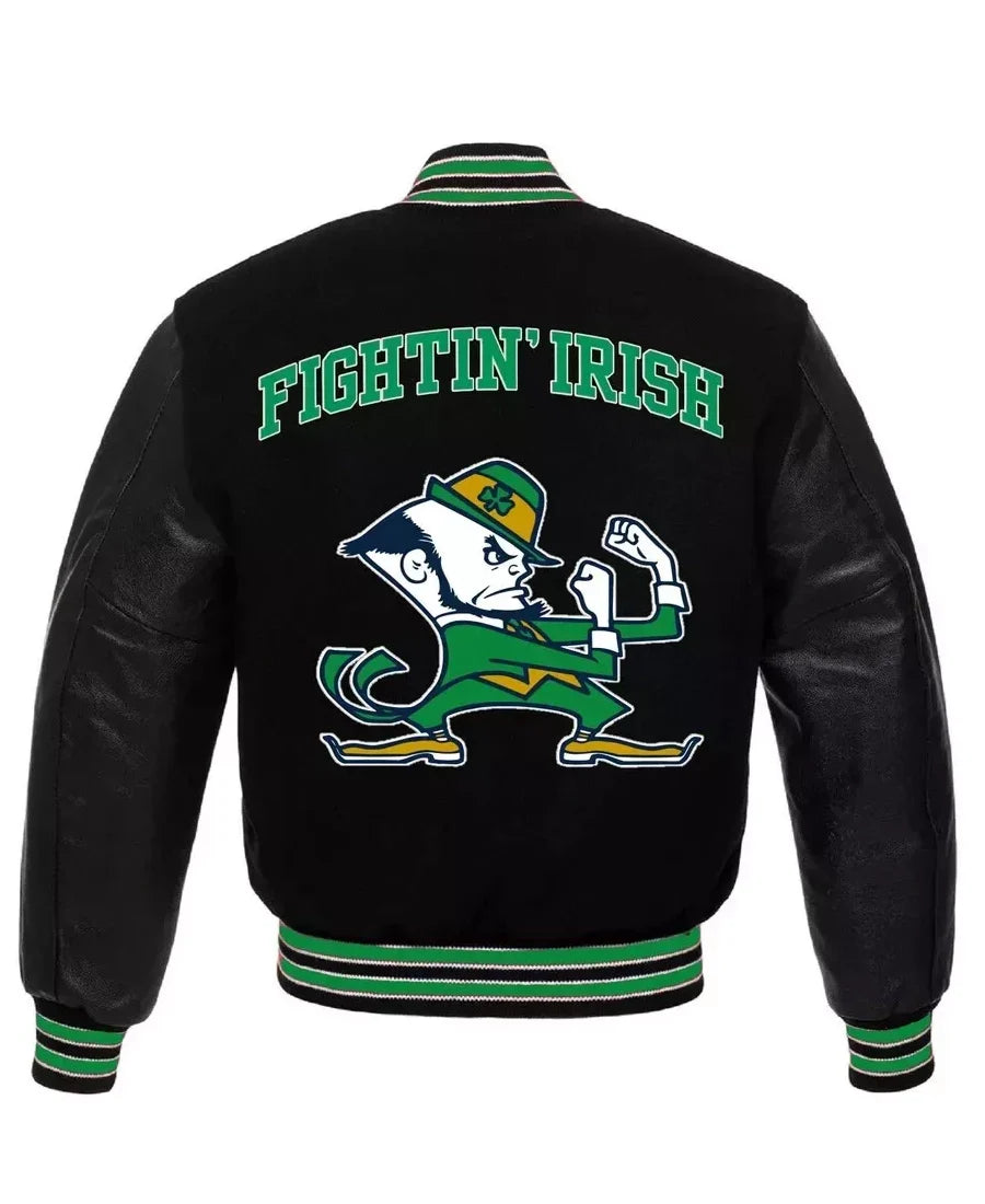 Letterman Notre Dame Fighting Irish Black Varsity Jacket