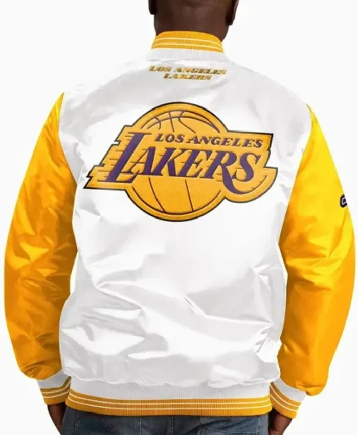 LA Lakers White Yellow Varsity Jacket  - Recreated