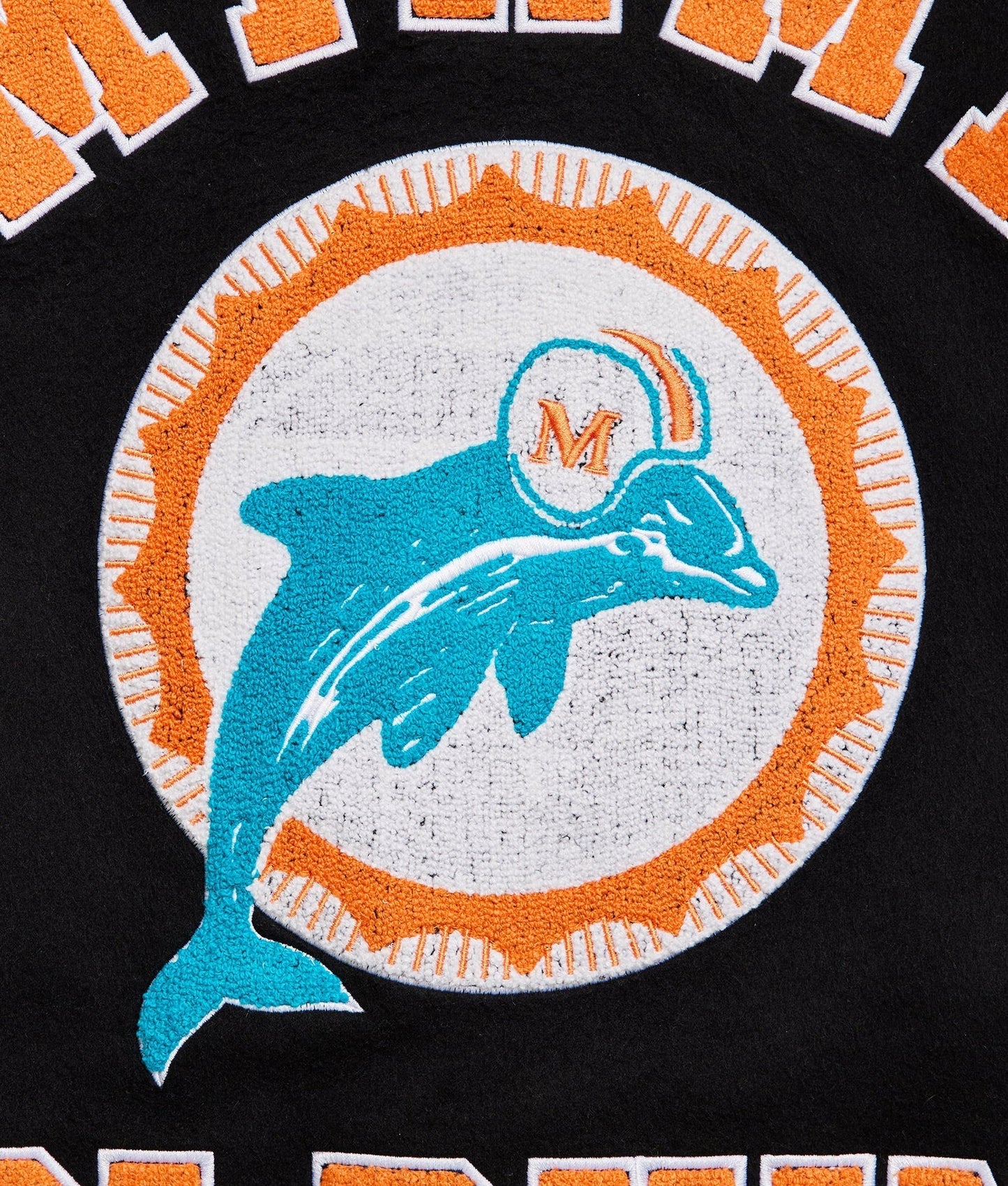 Miami Dolphins Letterman Wool & Leather Varsity Jacket Black & White