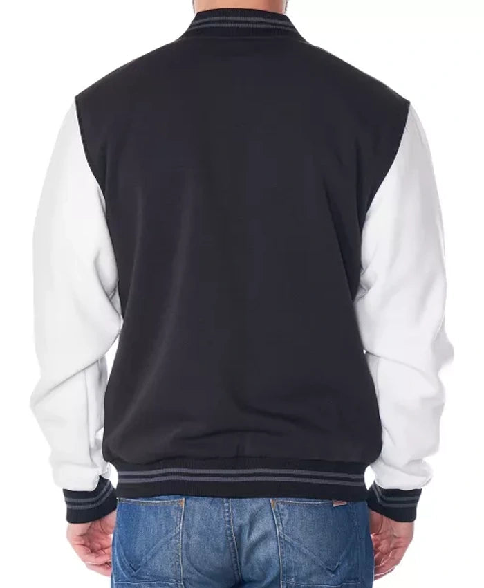 Martinez Black And White Varsity Wool Jacket  - Recreated