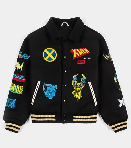 Marvel Team X Men Black Varsity Jacket  - Recreated