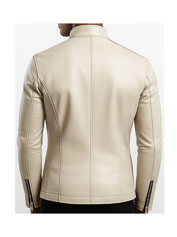 Mason white Leather Jacket - Men Leather Jacket white