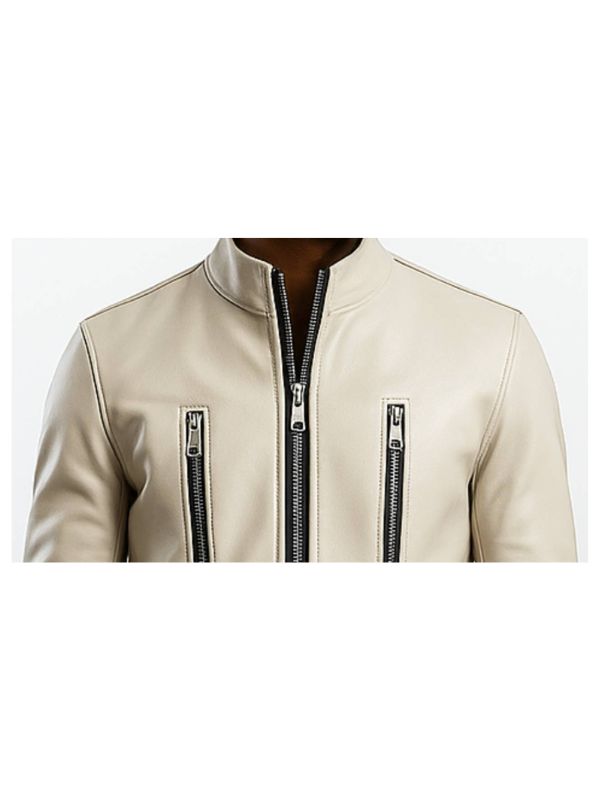 Mason white Leather Jacket - Men Leather Jacket white