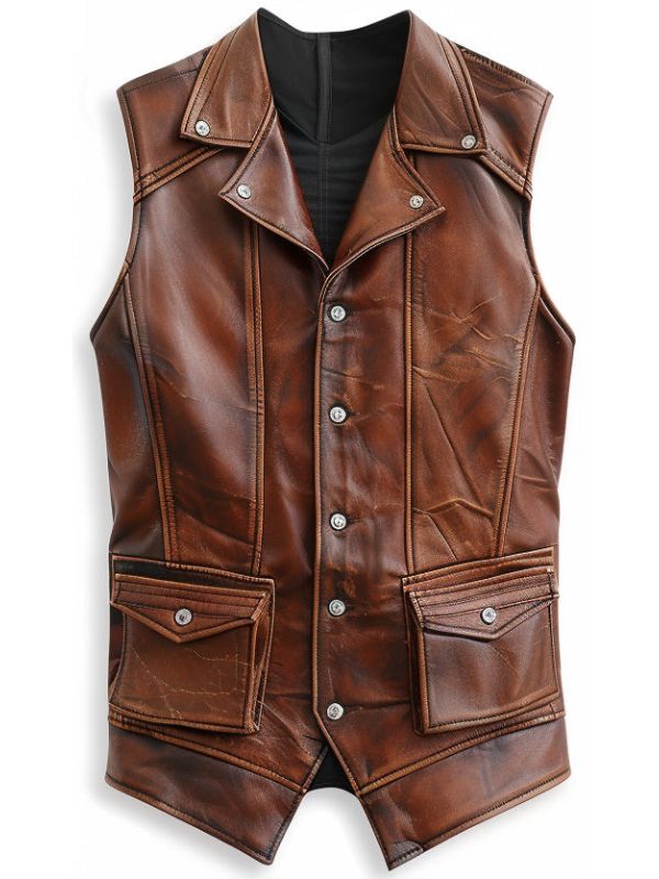 Men’s Vintage Brown Leather Vest