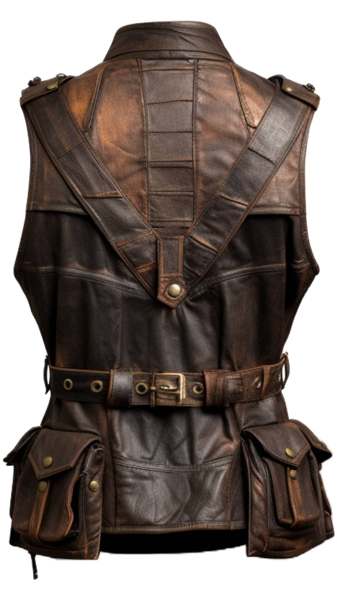 Men’s Vintage Brown Military Leather Vest