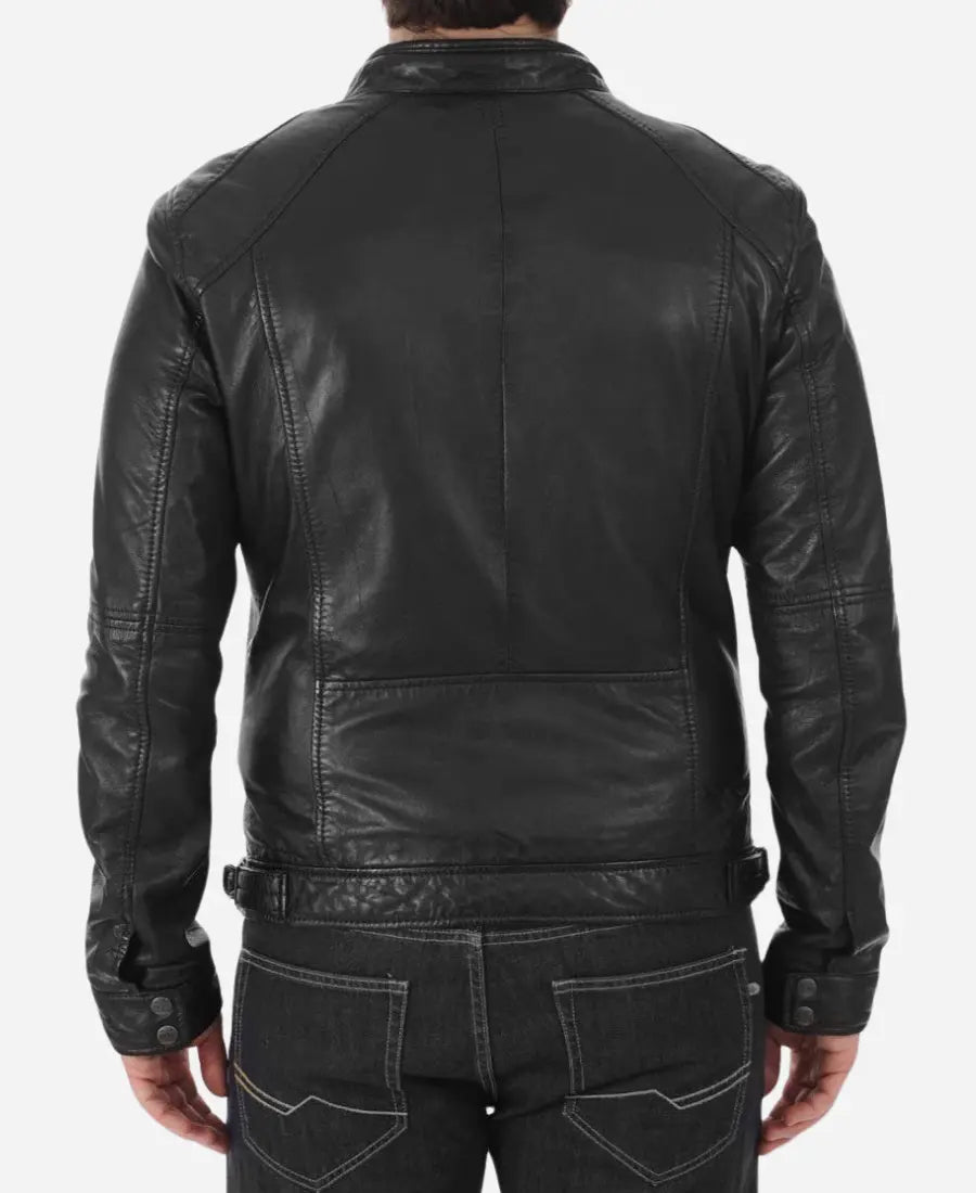 Men’s Black Leather Biker Jacket