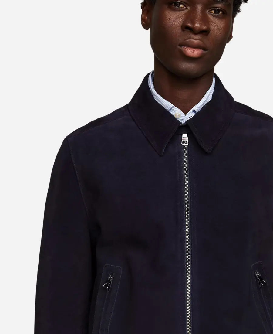 Men’s Blue Suede Leather Jacket
