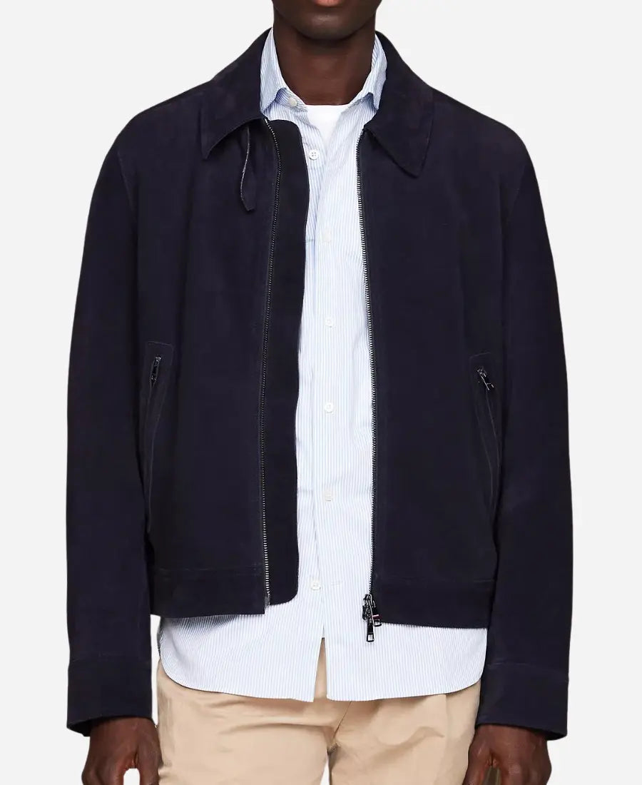Men’s Blue Suede Leather Jacket