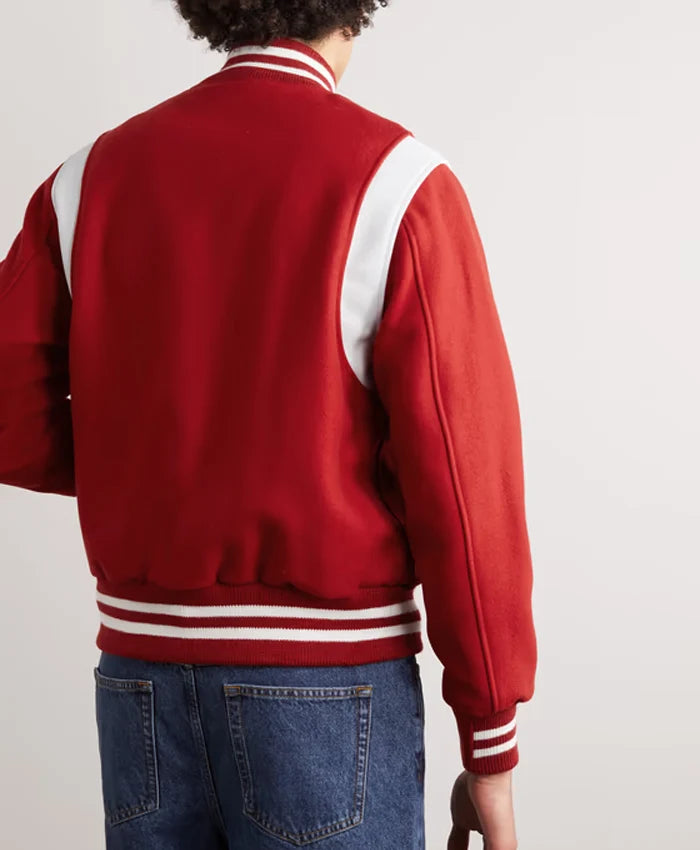 Men’s Casual Red and White Varsity Jacket  - Recreated