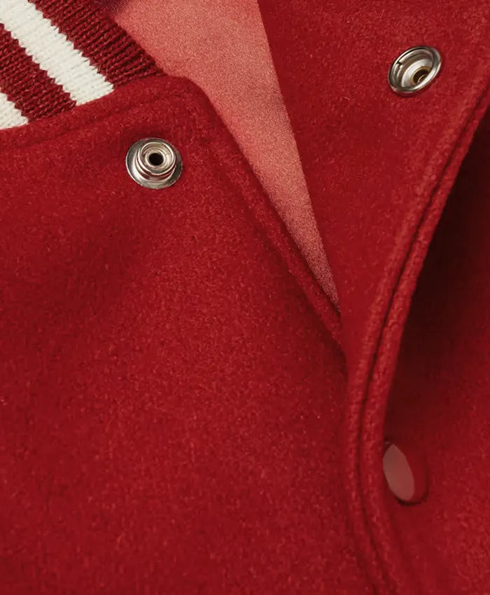 Men’s Casual Red and White Varsity Jacket  - Recreated