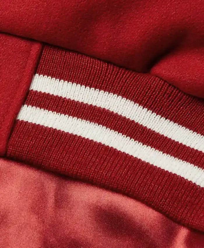 Men’s Casual Red and White Varsity Jacket  - Recreated