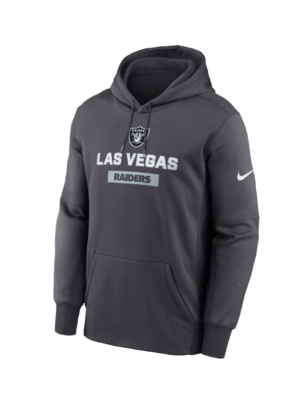 Las Vegas Raiders Nike Anthracite Toss Sweep Performance Hoodie  - Recreated